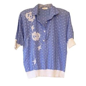 Vintage Eyelit Embroidered Blouse High Ectane Designs Sz Small
